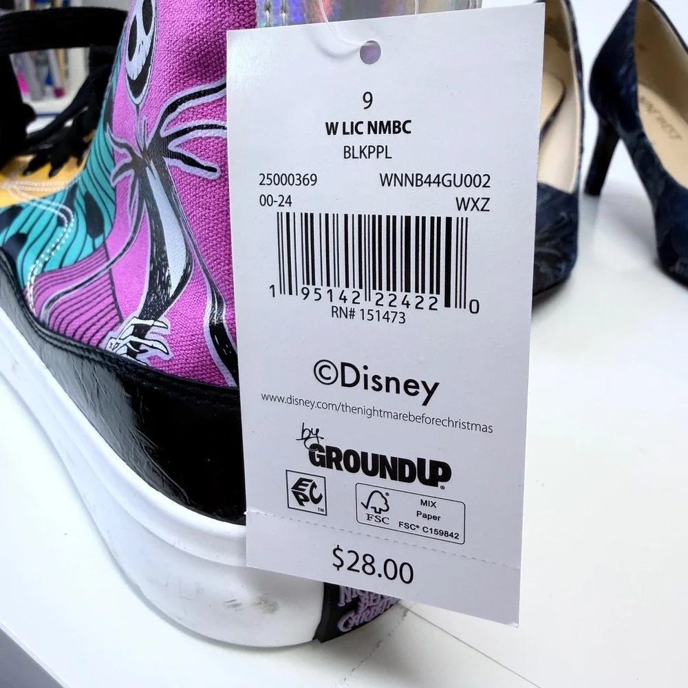 Ground Up Nightmare Before Christmas Sally Jack Skellington High Top Sneakers 9 - Picture 9 of 11
